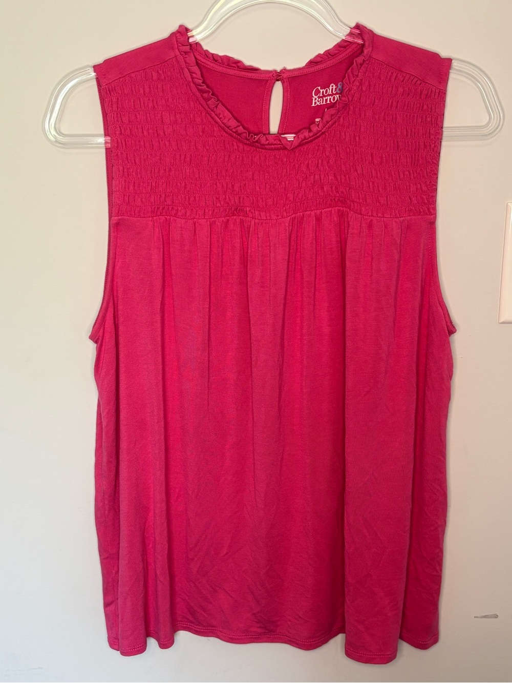 croft & barrow Sleeveless Fuchsia Smocked Yoke Camisole